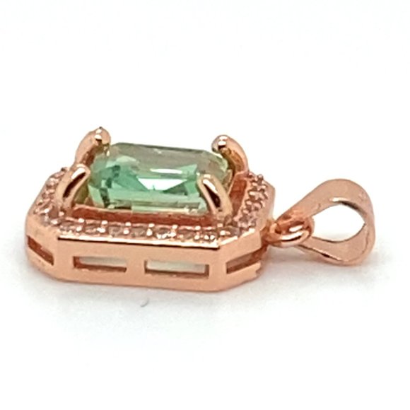 Green Tourmaline 1.60ct Rose Gold Finish Solid 925 Sterling Silver Pendant - Picture 4 of 7